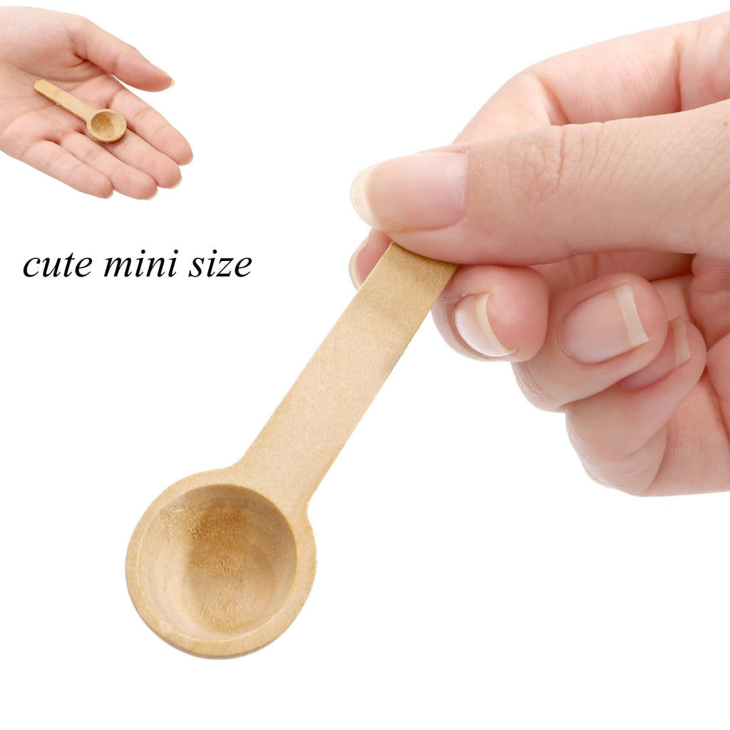 Tebery 60PCS Mini Wooden Spoons for Bath Salt, Candy, Baby, Spice Jars, Seasoning, Honey, Coffee