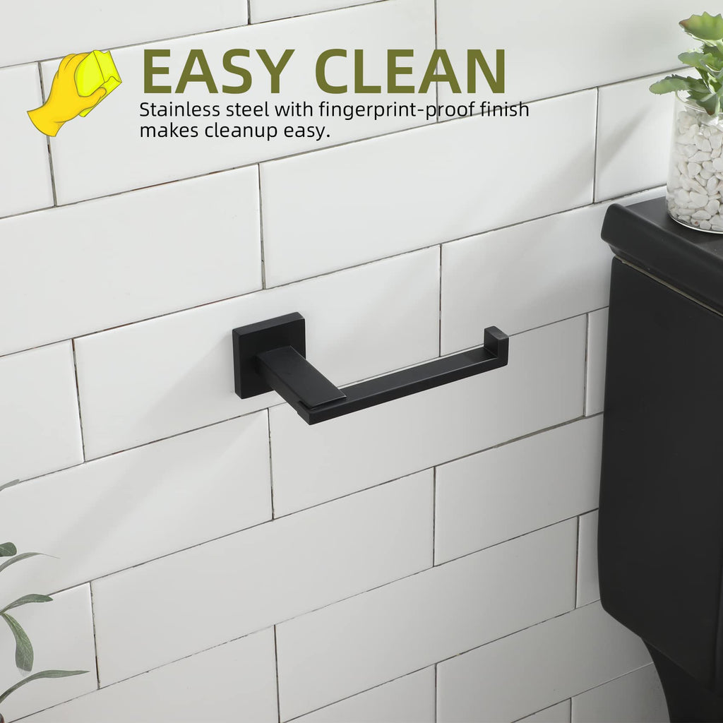 KOKOSIRI Black Toilet Paper Holder for Bathroom Tissue Paper Dispenser Stainless Steel Toilet Roll Holder Hold Mega Rolls Wall Mounted, B2006BK