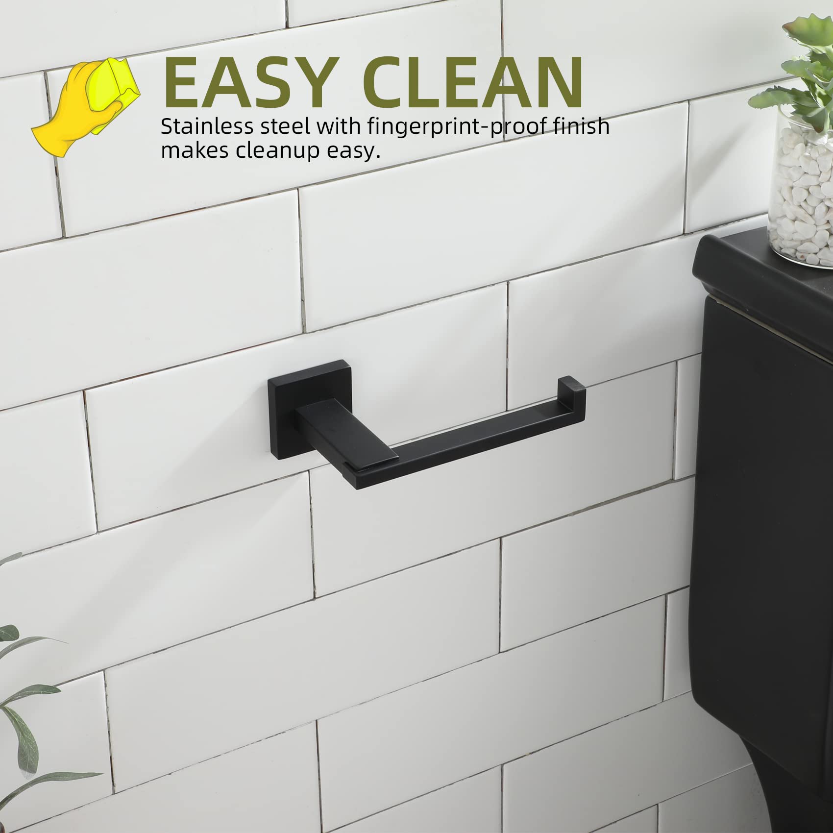 KOKOSIRI Black Toilet Paper Holder for Bathroom Tissue Paper Dispenser Stainless Steel Toilet Roll Holder Hold Mega Rolls Wall Mounted, B2006BK