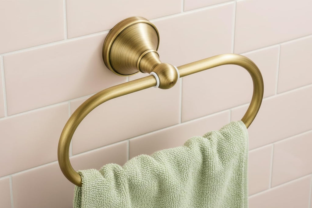 Flybath Oval Towel Ring Antique Brass Hanger Hand Towel Holder for Bathroom Kitchen Accessories Wall Mounted, Brushed Bronze