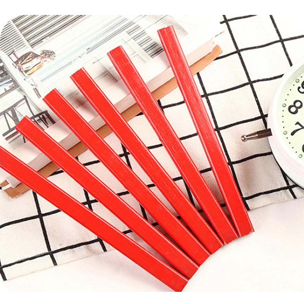 120 Pcs Bulk Octagonal Carpenter Pencils, Medium Red Hard Natural Wood Cased Pencils, Marking Lead Pencil Fine Set For Carpenters And Builders Pencil