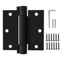 3 Pack Self Closing Door Hinges 3.5 inch Matte Black Spring Loaded Auto Close Hinges Square Corners Adjustable Tension for Interior Door 3 1/2 Auto Self-Closing Hinge