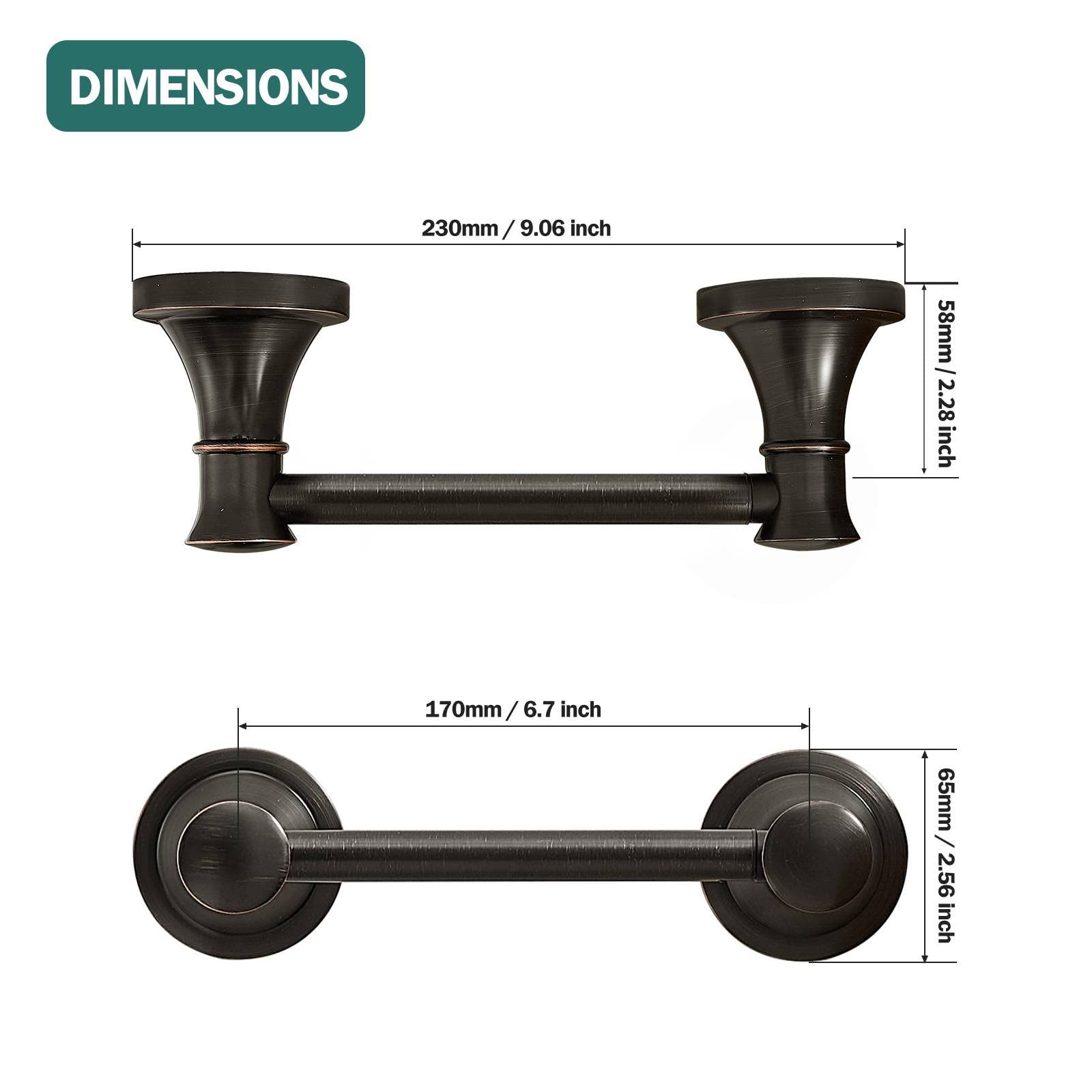 Hoimpro Wall Mounted Rustproof Toilet Tissue Paper Holder Bathroom Accessories Toilet roll Paper Hanger, Oil Rubbed Bronze