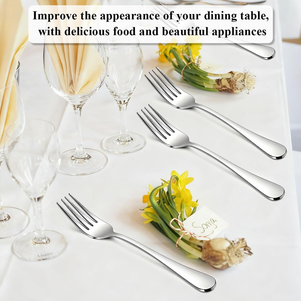 Berglander Dinner Forks Set of 24, Stainless Steel 18.5cm Table Forks for Home, Cafés, Hotel, Restaurant, Dishwasher Safe