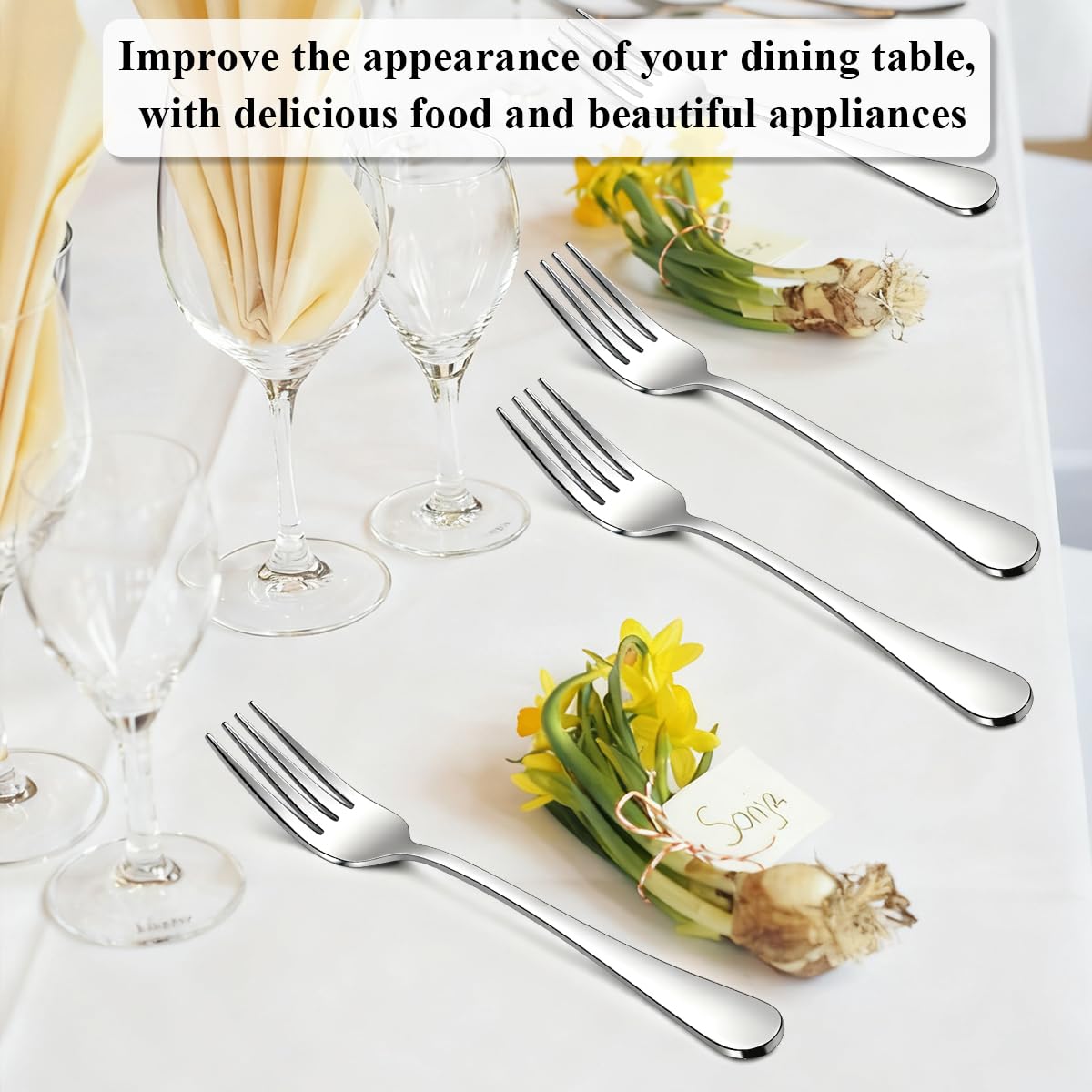 Berglander Dinner Forks Set of 24, Stainless Steel 18.5cm Table Forks for Home, Cafés, Hotel, Restaurant, Dishwasher Safe