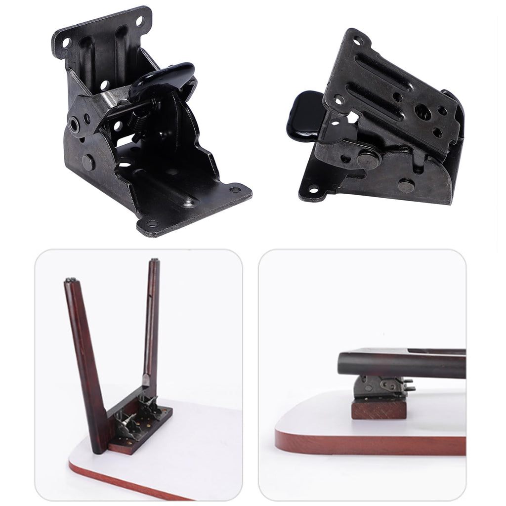 Li-TianFeng 4 Pack Folding Brackets, TopDirect Lock Extension Support Bracket Foldable Self Lock Hinges with Screws for Table Bed Leg Feet