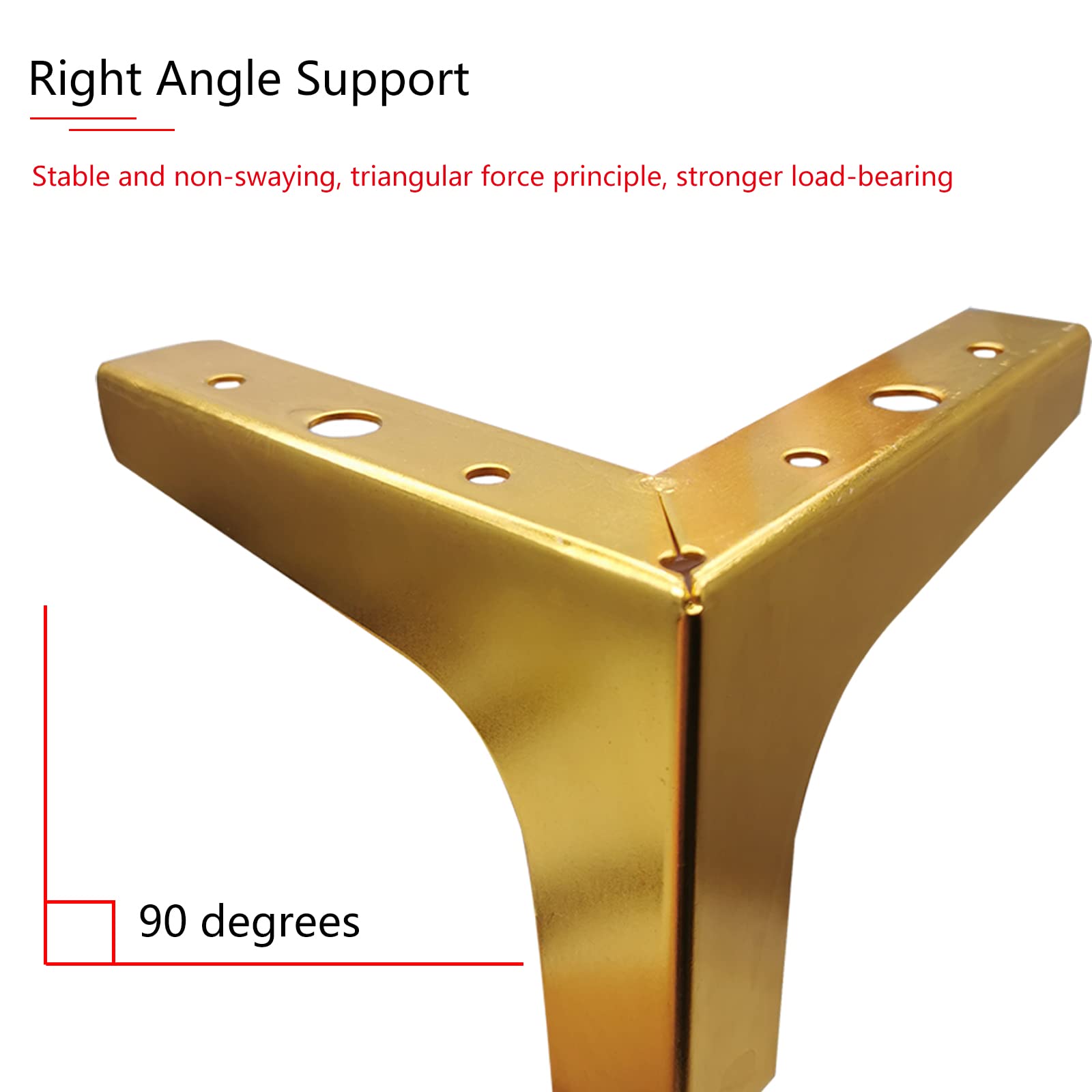 M MIMHOOY 4 Inch Furniture Legs Set of 4 Metal Cabinet Legs Modern Triangle Dresser Legs Luxury Gold for Sofa Cabinet Cupboard Couch Chair Ottoman