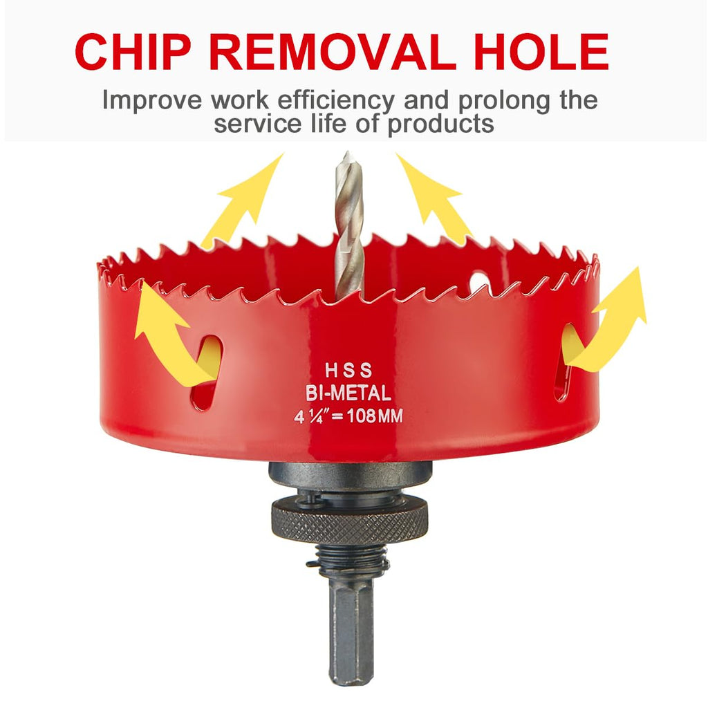 4-1/4 Inch Hole Saw for Recessed Lighting with Dust Bowl | Bi-Metal Hole Saw for Wood, Metal, and Drywall Cutting