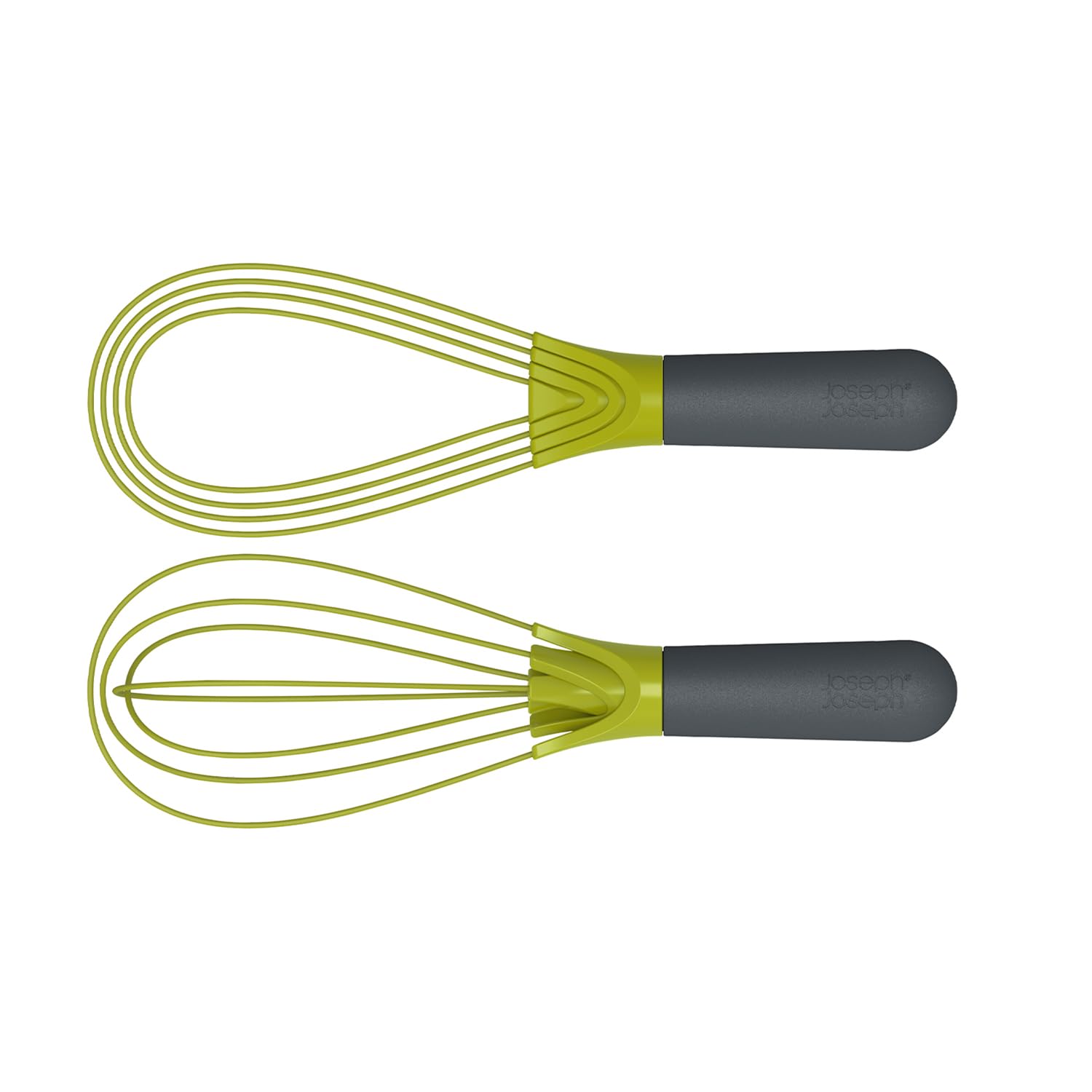 Joseph Joseph 10539 Twist Whisk 2-in-1 Collapsible Balloon and Flat Whisk Silicone Coated Steel Wire, Gray/Green