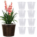 8 Pack 6 Inch Clear Plant Pots with Drainage Transparent Nursery for Plants Seeding Pots Orchid Pots Succulent Vegetable Flowers Small Indoor Plant Pots(8, 6")