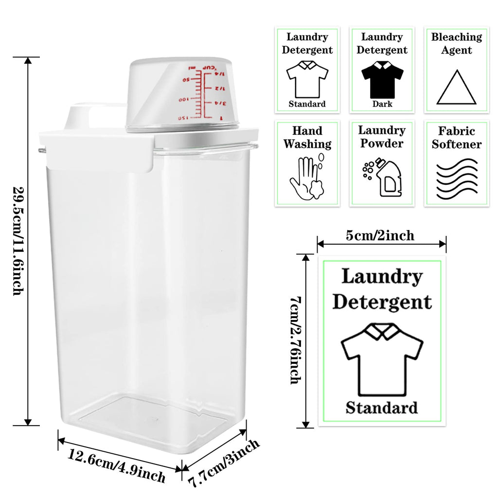 YQWIN 2Pcs Laundry Detergent Liquid Dispenser Fabric Softener Container Bleaching Agent Soap Empty Bottles Laundry Scent Boosters Beads Holder Dispenser Jar Measuring Cup for Laundry Room (78oz)