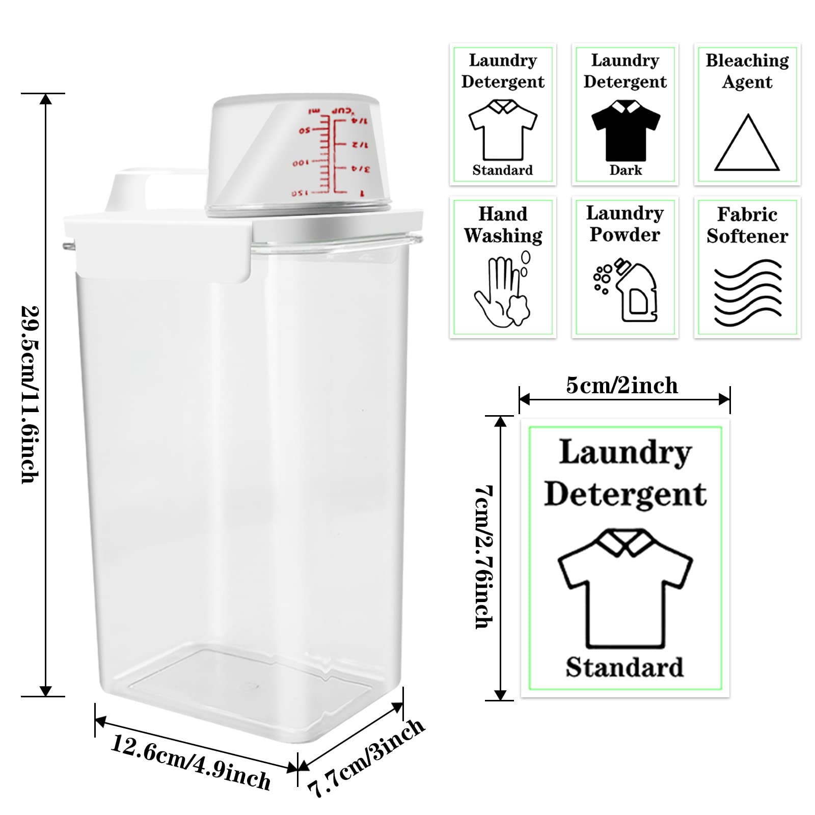 YQWIN 2Pcs Laundry Detergent Liquid Dispenser Fabric Softener Container Bleaching Agent Soap Empty Bottles Laundry Scent Boosters Beads Holder Dispenser Jar Measuring Cup for Laundry Room (78oz)
