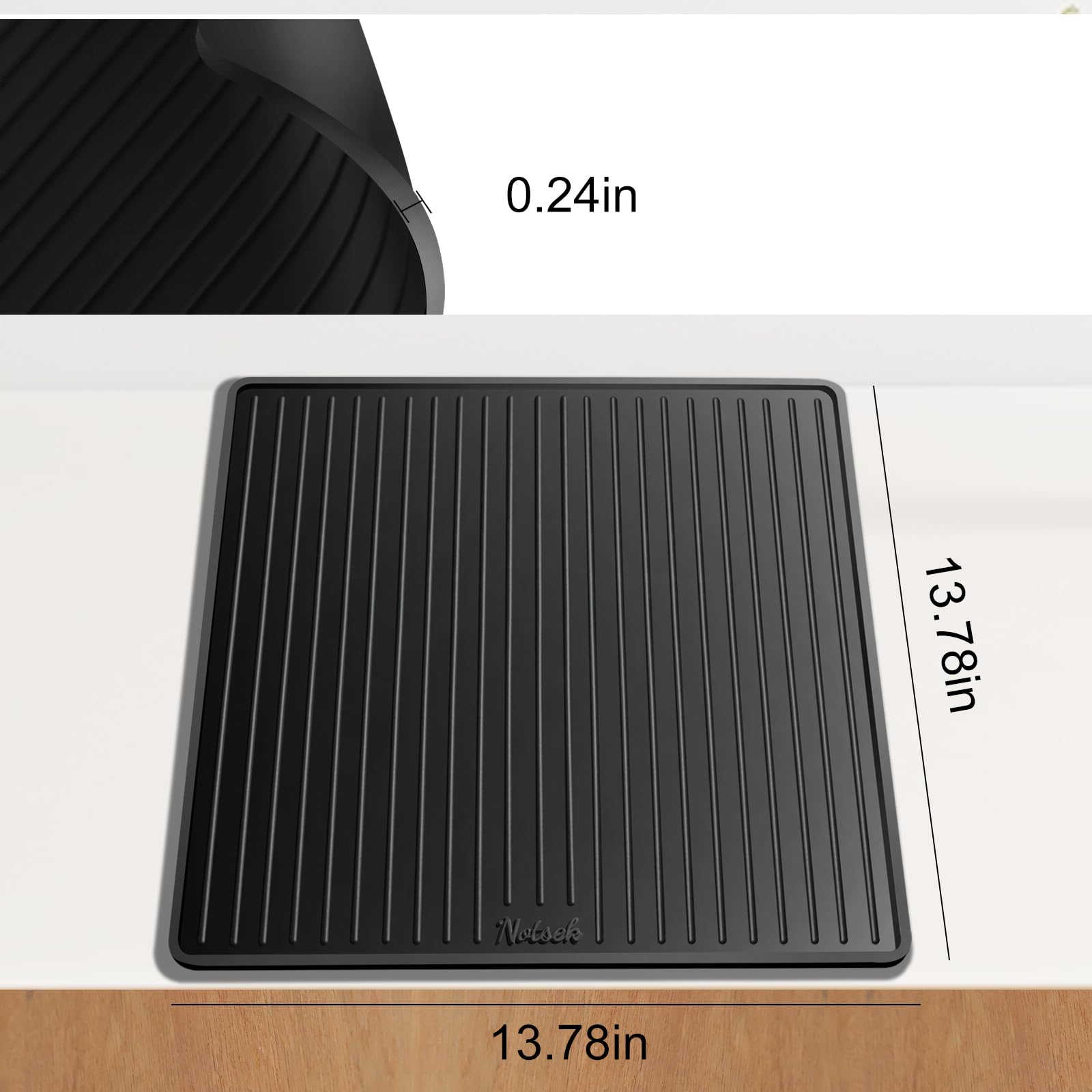 Coffee Bar Mat for Breville 870/880, 14 x 14inch, Silicone, 0.24in Raised Lip Spill-Proof, Under Coffee Maker, Coffee Pot Station for Countertop Kitchen, Black