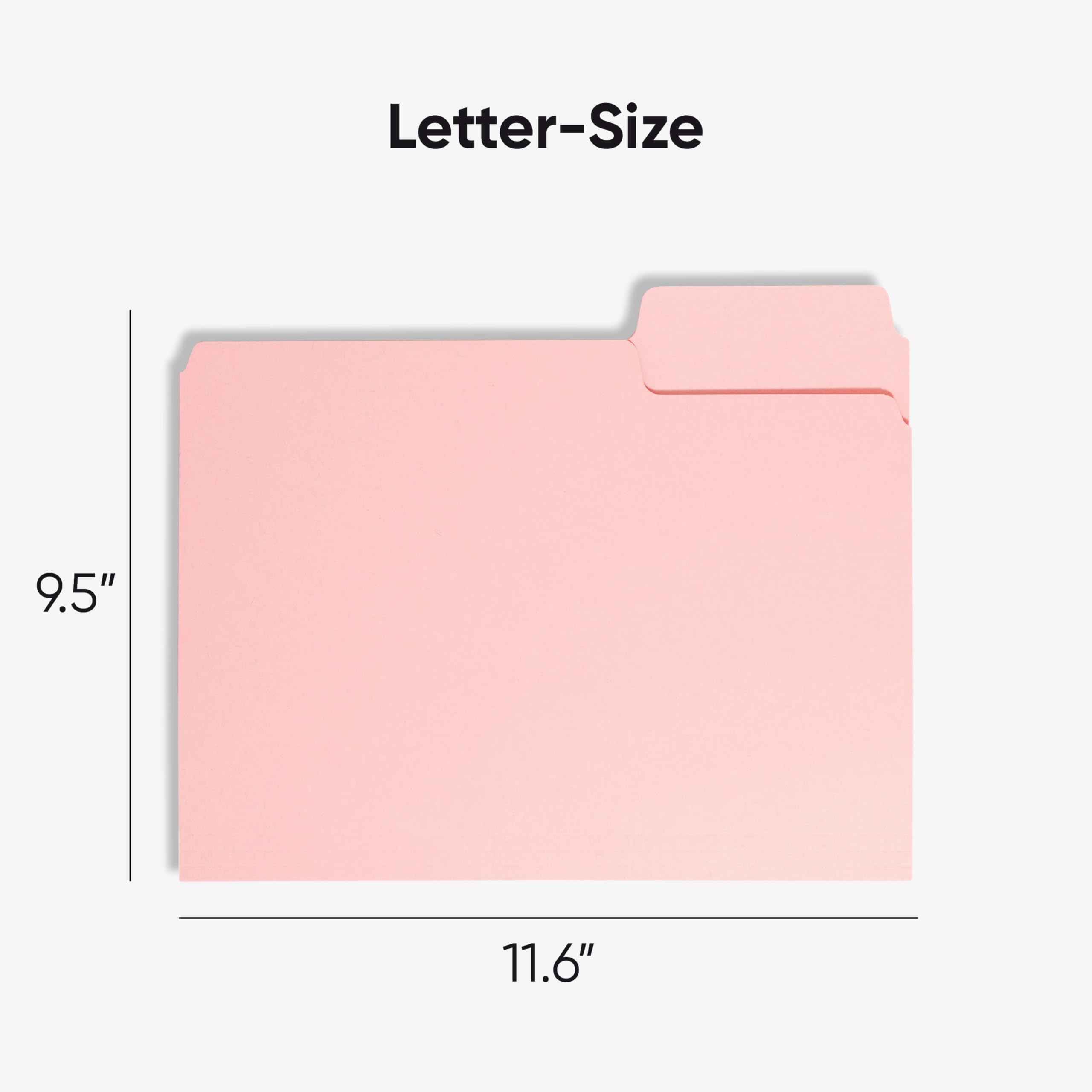 Smead 1/3-Cut File Folders, Letter Size, Pink, 100 Per Box (12643)