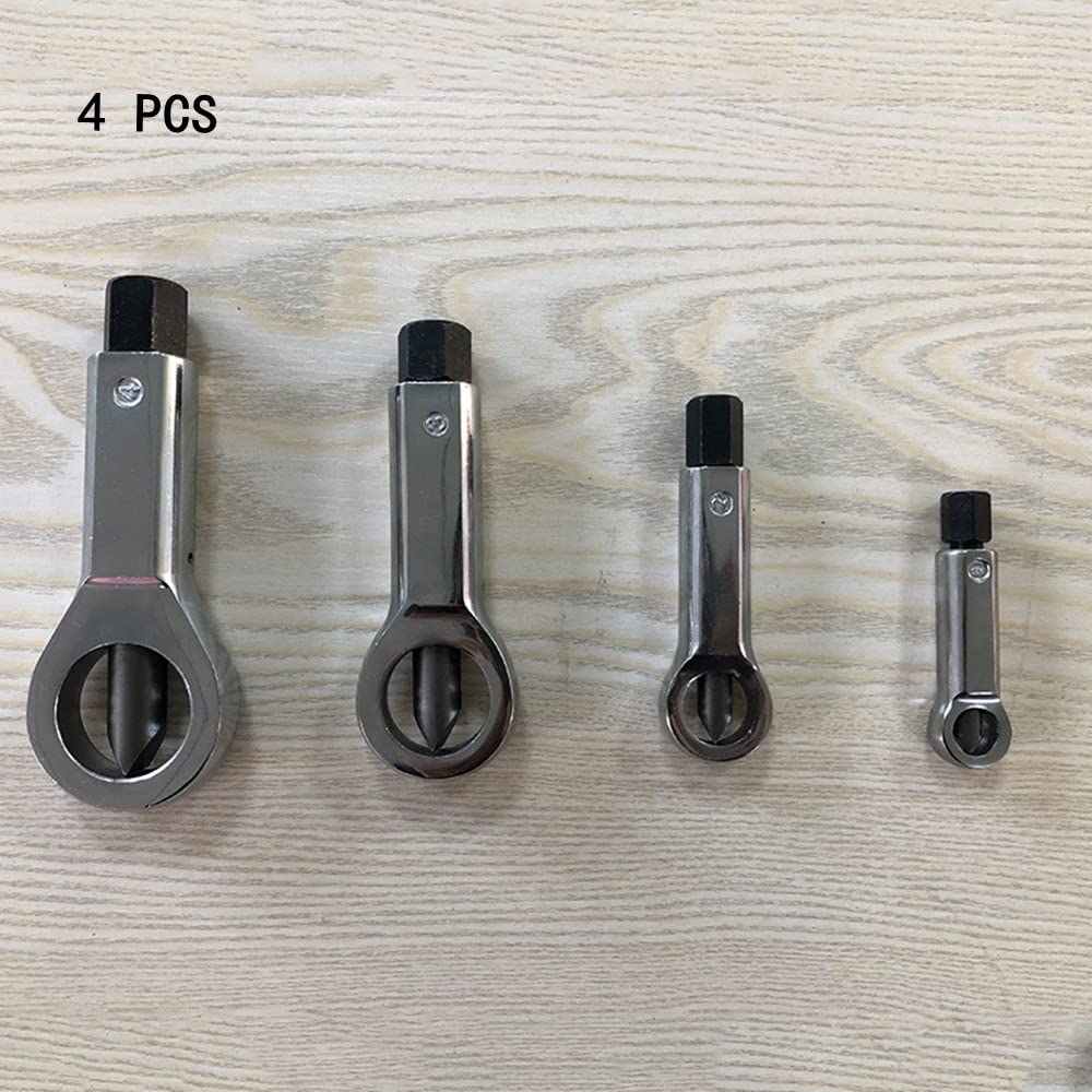 Nut Splitter Heavy Duty Set, 4 PCS Adjustable Rusted Nuts Broken Damaged Screw Nut Cracker Tool, Corroded Stuck Nut Removal Splitting Tools (Remove Nut Dia. 9-12mm 12-16mm 16-22mm 22-27mm)