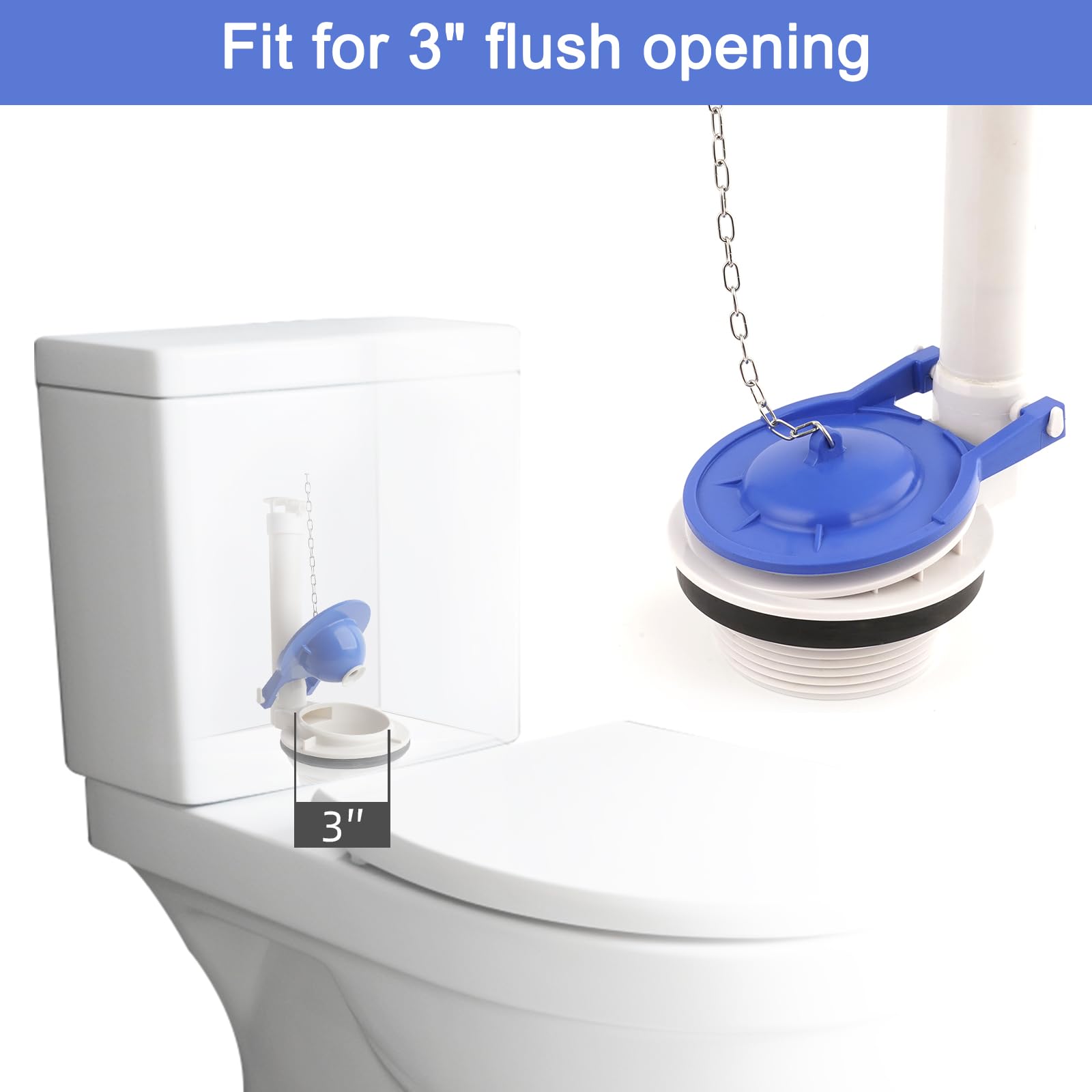Large 3-Inch Toilet Flapper Replacement Compatible with TOTO Flapper Model THU140S- Oversized Sealing and Easy to Install- Blue