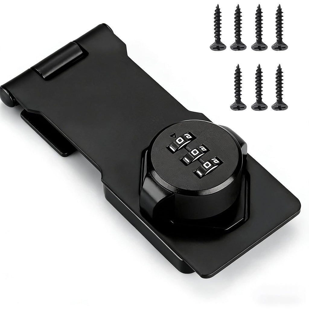 Mechanical Password Rotary Hasp Locks Cabinet Locks with Combination Door Suitable for School Gym Storage Cabinet Fence Toolbox Door Box (Black)