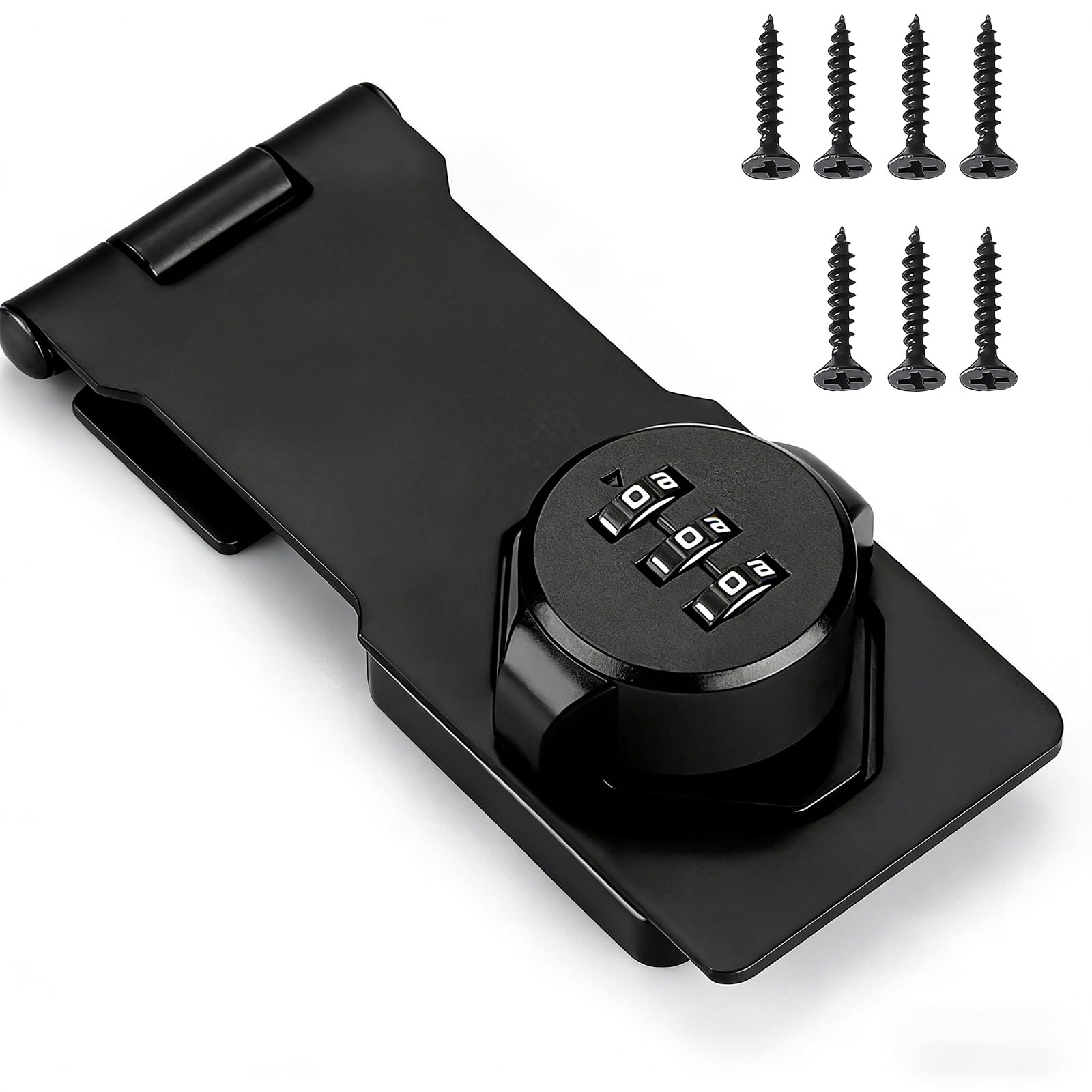 Mechanical Password Rotary Hasp Locks Cabinet Locks with Combination Door Suitable for School Gym Storage Cabinet Fence Toolbox Door Box (Black)