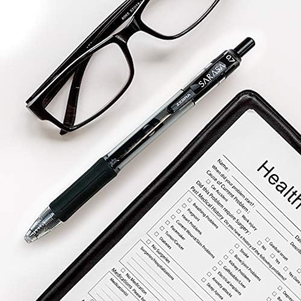 Zebra Pen SARASA Dry X20 Retractable Gel Pens, 1.0mm Bold Point, Black Ink with Rapid Fast Dry Ink Technology, Ideal for the Left-Handed, Eliminates Smudging and Smearing in Seconds, 12-Pack (46610)