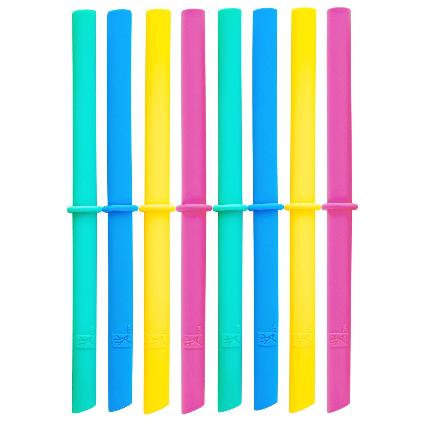 Elk and Friends Adult & Kid's Reusable Silicone Straws with Stopper for 8oz & 10oz Mason Jars or Tumblers | Pack of 8 | 16cm Length