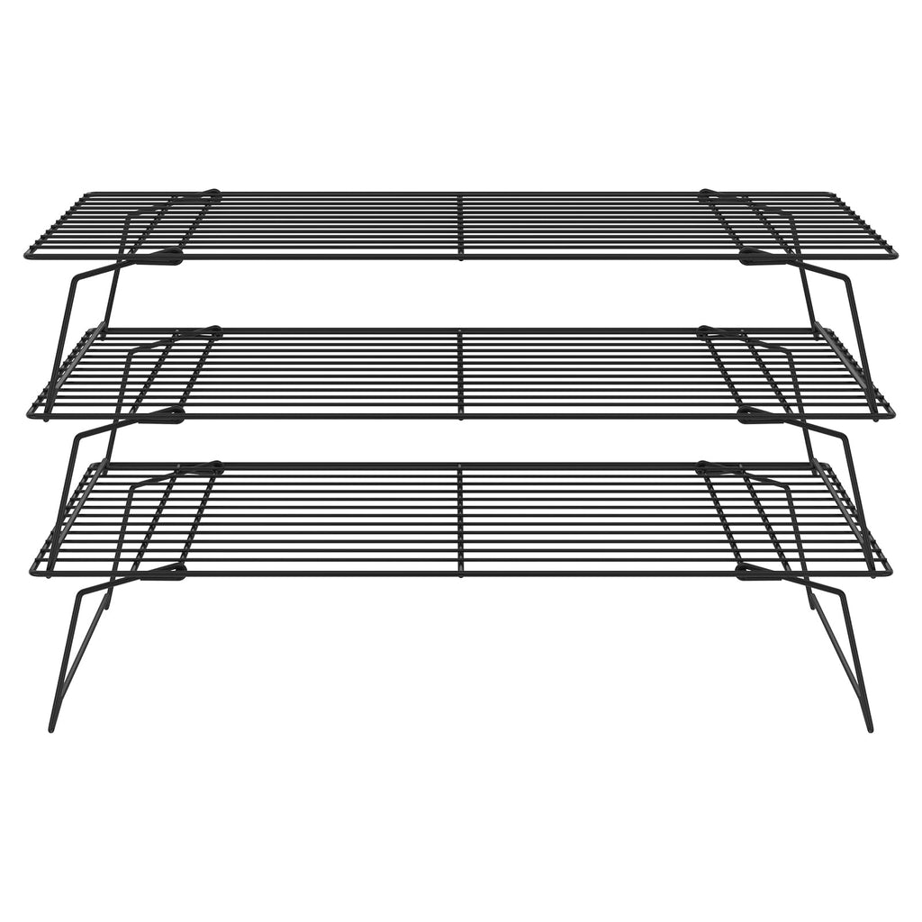 Abizarch 3-Tier Cookie Cooling Rack, 13.4“x9.4" Stackable Iron Baking Cooling Rack,Cooling Rack for Baking, Foldable Wire Cooling Rack Space Saving for Cupcakes Pies Cookies Gadgets