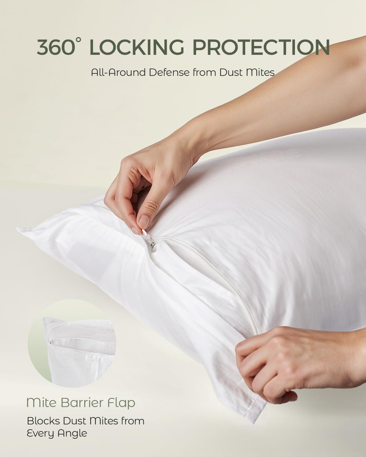 FAUNNA 100% Cotton Pillow Protectors, Bed Bug & Dust Mite Proof Pillow Covers, Hypoallergenic, Premium Breathable Zippered Protectors for Enhanced Freshness(Standard Size, 4 Pack)