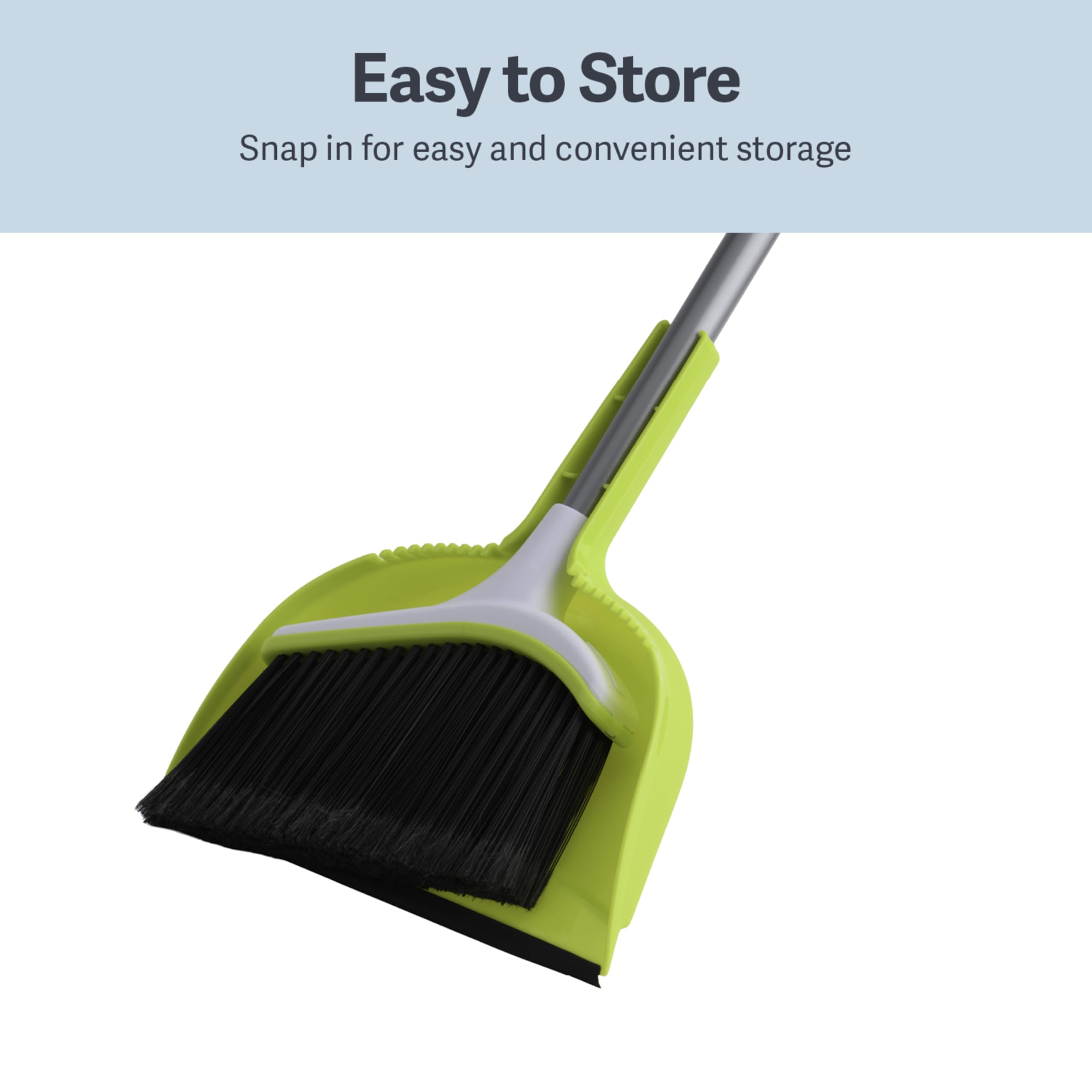 Casabella Basics Broom with Dustpan, Silver and Green, 2-Piece (8515620)