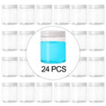 KEILEOHO 24 Pack 8 OZ Round Plastic Jar Storage Container, Clear Slime Containers with White Lids, Wide-Mouth Slime Containers Jars for Cosmetic, Food Storage, Beauty Products