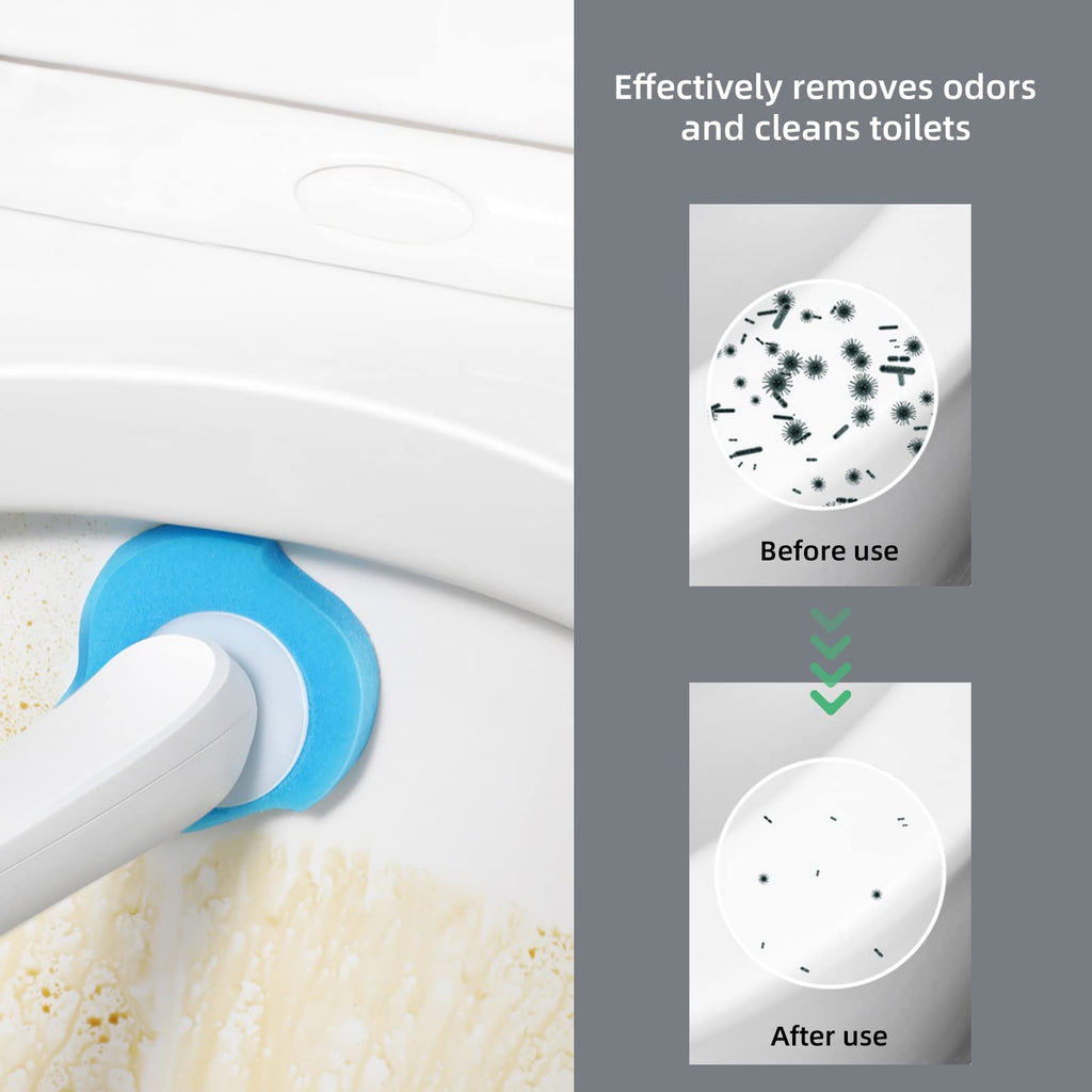 ROUDJER Toilet Brush Refills, 32 Pcs Disposable Toilet Brush Cleaning Sponges Heads for Bathroom Washroom Cleaning, Not Compatible with Other Wand