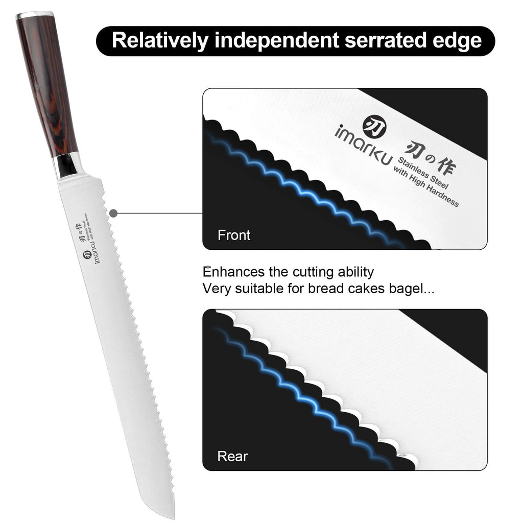 imarku Bread Knife, Japanese High Carbon Stainless Steel Professional Grade Breads Slicing Knife, 10-Inch Serrated Edge Cake Knife, Bread Cutter for Homemade Crusty Sourdough,Best Gifts