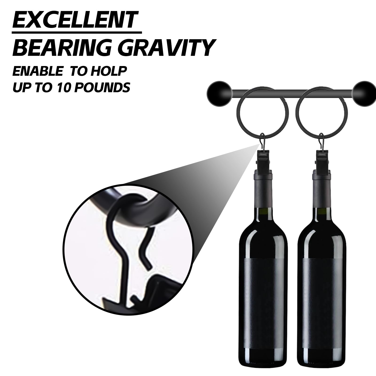 50 Pcs Curtain Hooks, 1.5 inch Black Curtain Rings, 4mm Thicken Rustproof Curtain Rings with Clips, Metal Curtain Clips for Hanging Drapery Drapes Bows
