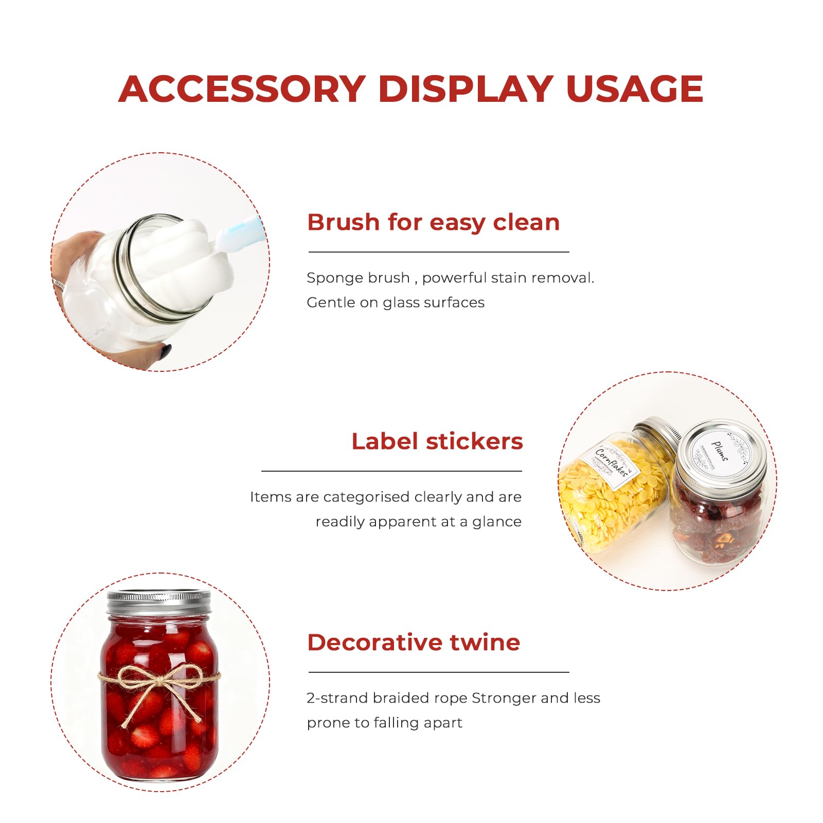 Cehomi Glass Mason Jars 16 oz with Lids - 12 Pack Regular Mouth Canning Jars,Clear Glass Jars for Food Storage, Canning, Pickling, Dry Goods, Snacks, Candies, and DIY Projects