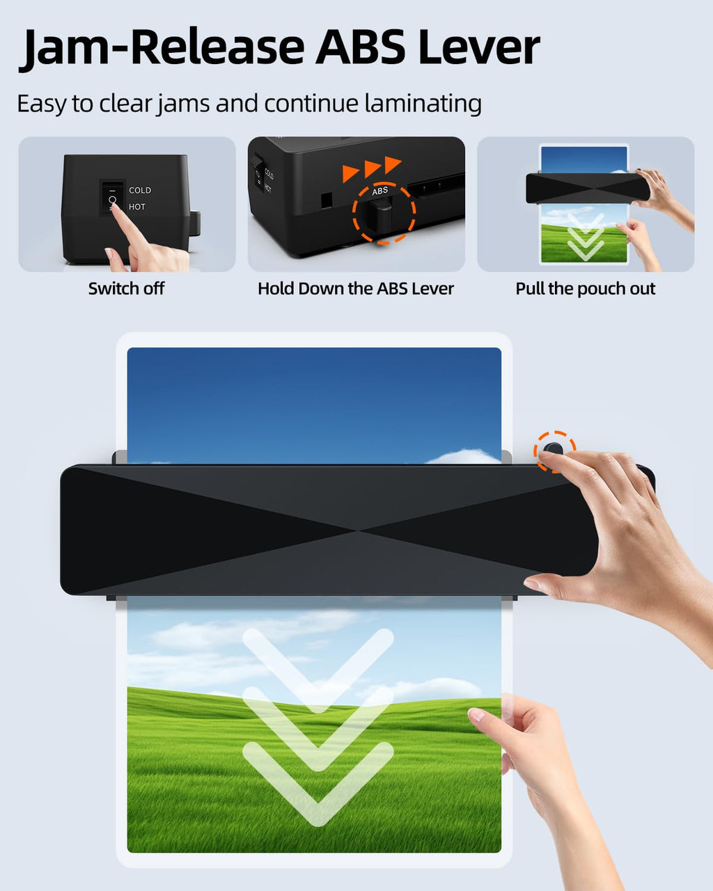 Kejector A4 Laminator Machine, 9-Inch Laminating Machine with 10 Laminating Pouches, Fast Warm, Never Jam, A4 Hot & Cold Laminator for Office School Home Business