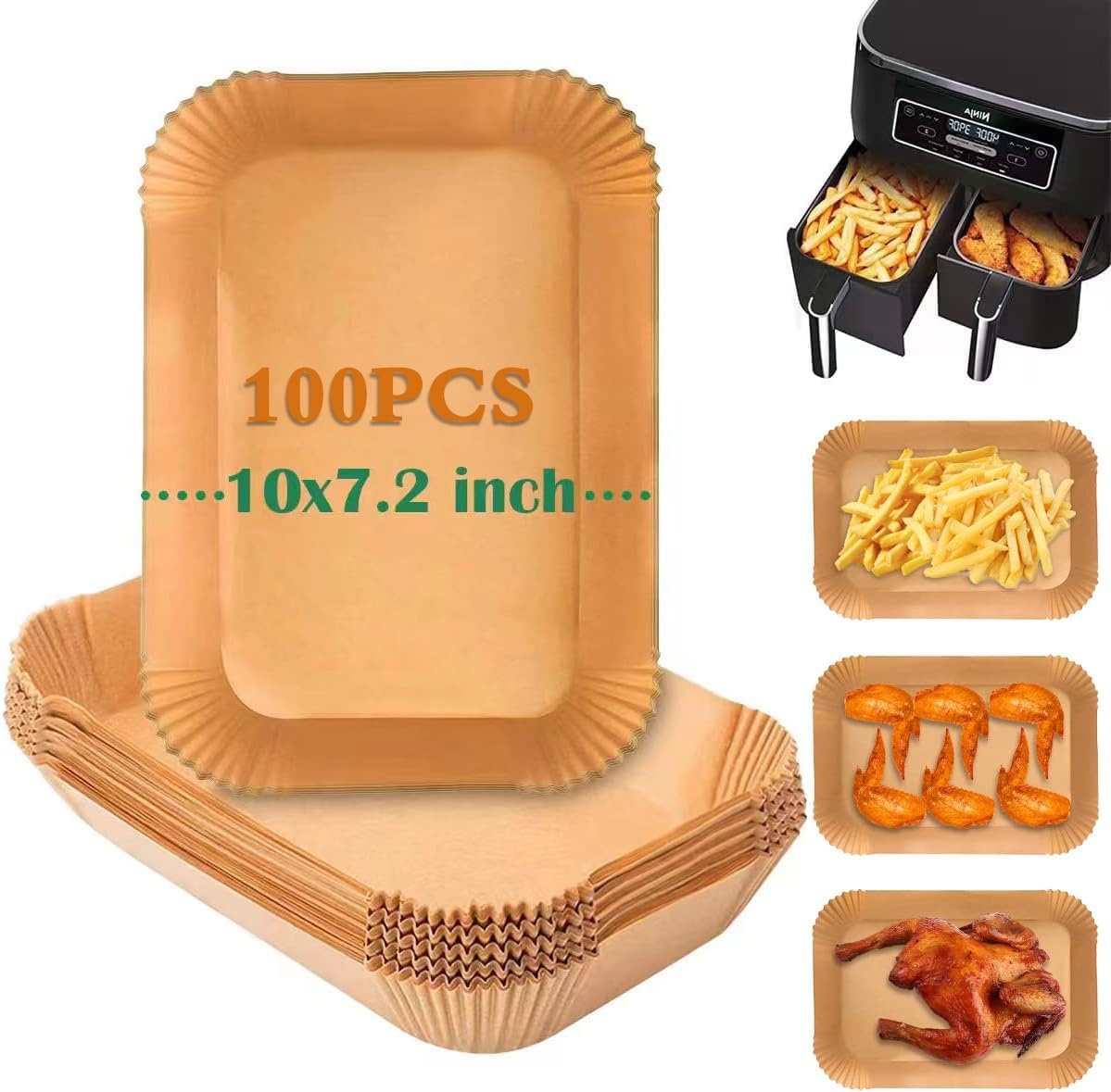 Ninja Dual Air Fryer Parchment Paper Liners - Disposable Airfryer Liner Accessories for Ninja Foodi Dual Air Fryer DZ201/DZ401