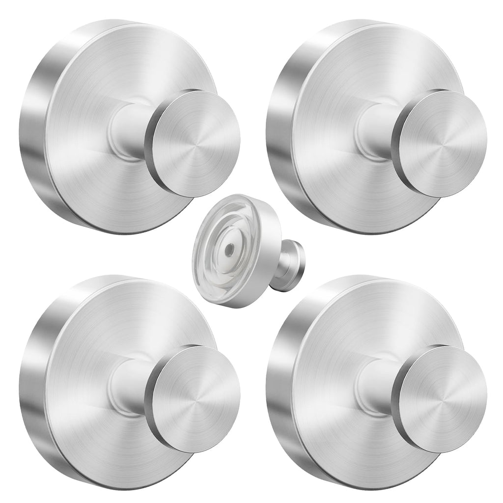 VEHHE 4 Pack Self-Adhesive Suction Cup Hooks for Shower, Heavy Duty Reusable Shower Hooks for Inside Shower, No-Drill Shower Hooks Suction Cup for Bathroom, Bath Towel, Towel (Silver)
