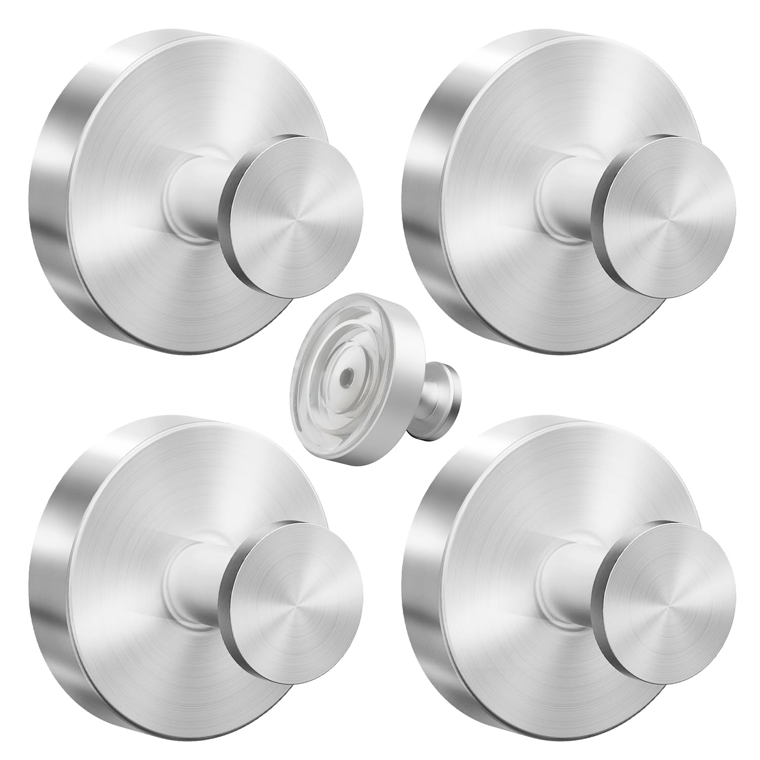 VEHHE 4 Pack Self-Adhesive Suction Cup Hooks for Shower, Heavy Duty Reusable Shower Hooks for Inside Shower, No-Drill Shower Hooks Suction Cup for Bathroom, Bath Towel, Towel (Silver)
