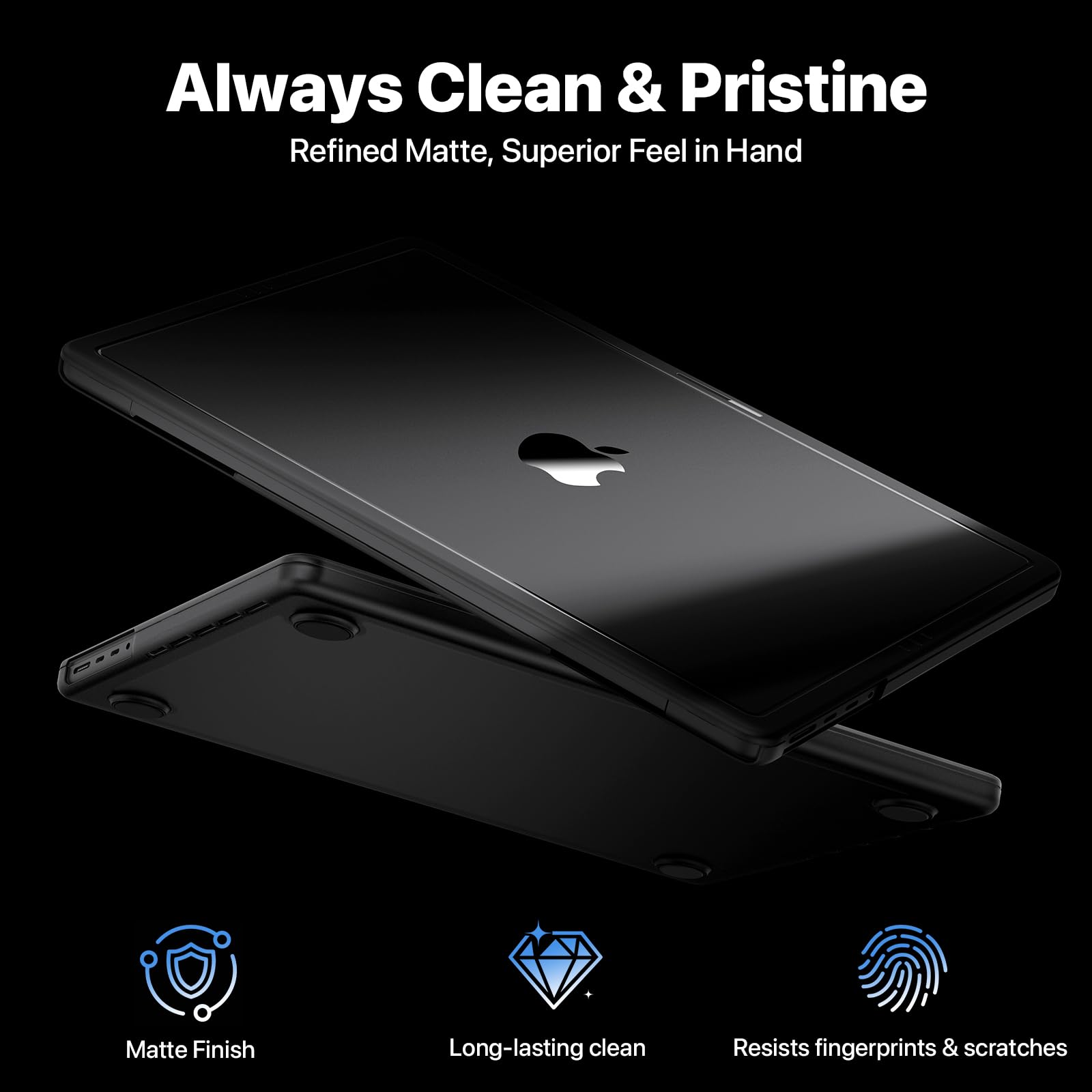 Soonjet CrackGuard for MacBook Pro 14 inch Case M5 M4 M3 M2 M1 Pro/Max 2026 2025-2021 [Anti-Crack Upgrade] [100% Match Official Color] Cover Protective Hard Shell Case Laptop - Space Black Clear