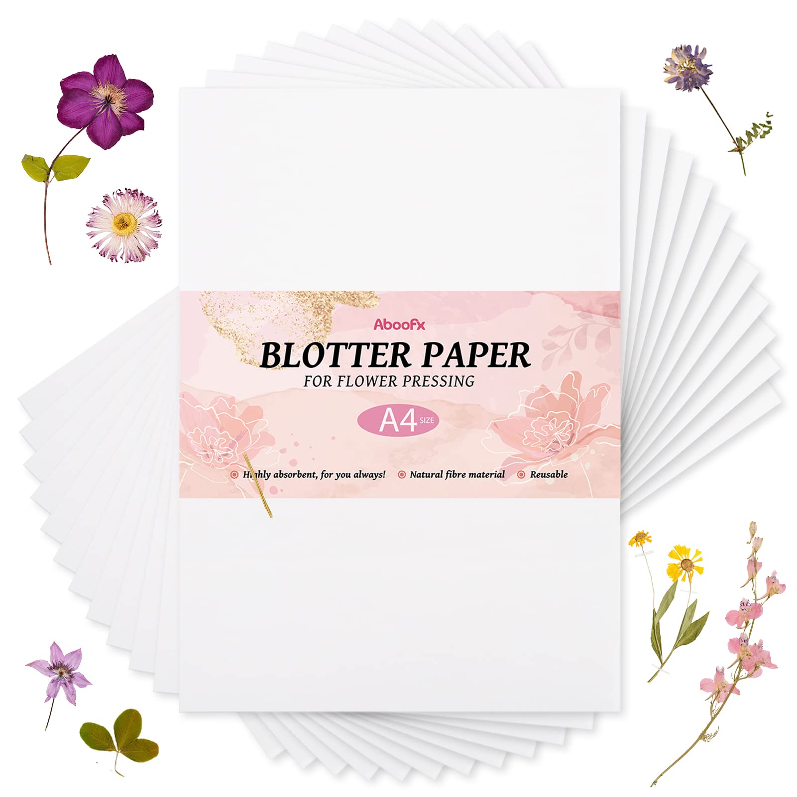 Aboofx 20 Sheets Blotting Paper for Flower Press, Large 21 x 30 cm, A4 Highly Absorbent and Reusable Blotting Paper for Flower Press, Herbarium, Craft Paper, Paper Sheets, Craft Supplies