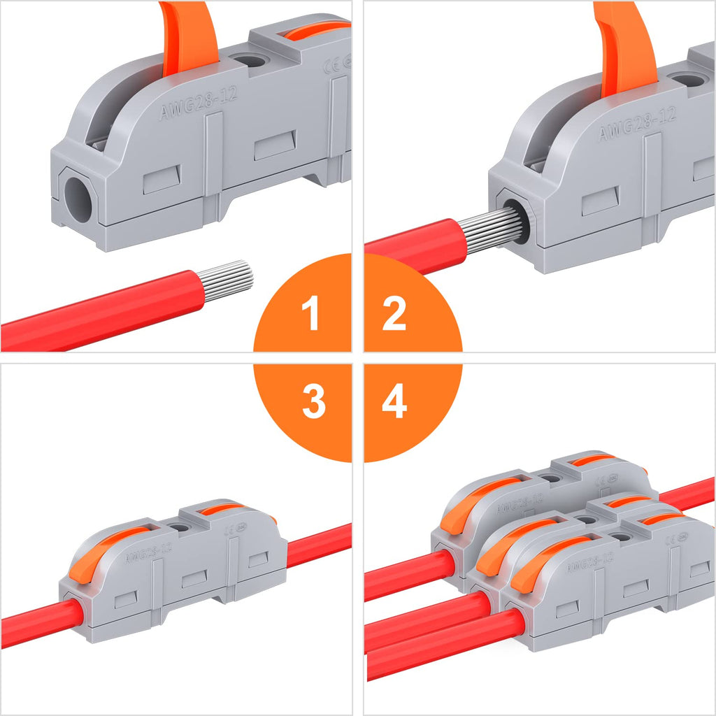 RVBOATPAT 60 PCS Lever Wire Connectors,1 to 1 Inline Electrical Wire Connector,Lever Nuts Wire Connectors 1 Conductor Combination Compact Splicing Connectors 28-12 AWG