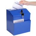 Suggestion Box with Slot and Lock & 50 Suggestion Sheets Wall Mounted Donation Box with Lock Steel Blue