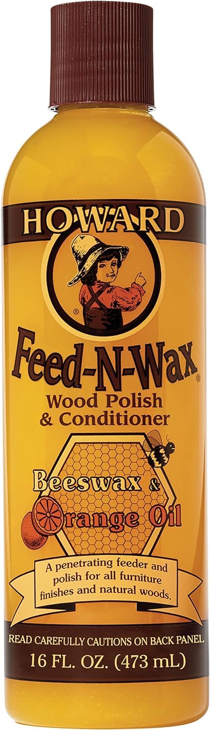 Howard FW0016 Feed-N-Wax Wood Polish and Conditioner, 16-Ounce, orange