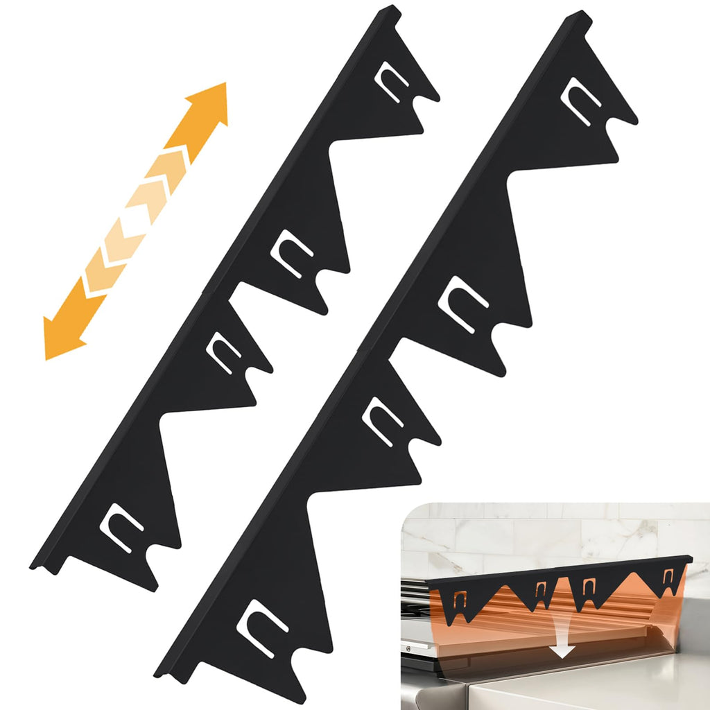 IFORYONLIFE 2pcs Kitchen Stove Counter Gap Covers Stainless Steel Adjustable 13.8-27.5 Inch Stove Side Gap Covers for for Gaps Within 0.8 Inch Width (Black)