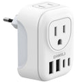 European Travel Plug Adapter, DIWILI International Power Plug with 2 AC Outlets 4 USB Ports(2 USB C), Type C Travel Essentials Charger for Canada to Most of Europe EU Italy Spain France