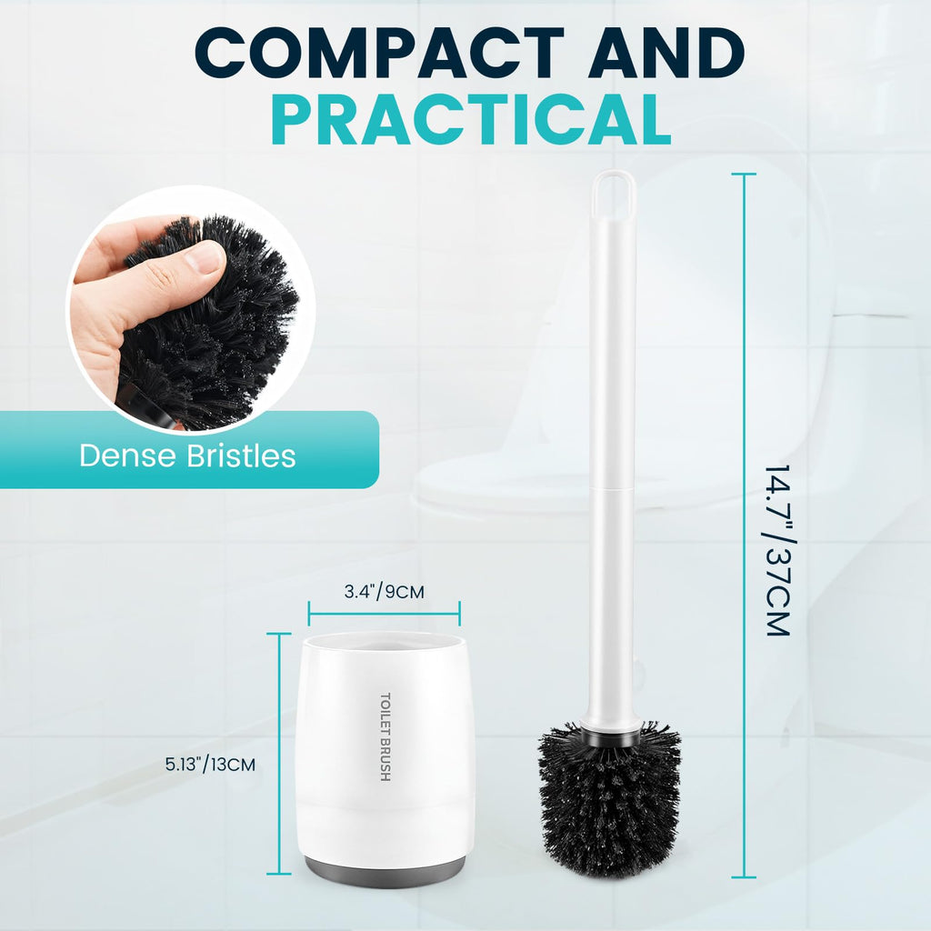 Toilet Brush Toilet Bowl Cleaner Brush and Holder with Dense Durable Scrubbing Bristles Black Toilet Scrubber for Bathroom Deep Cleaning