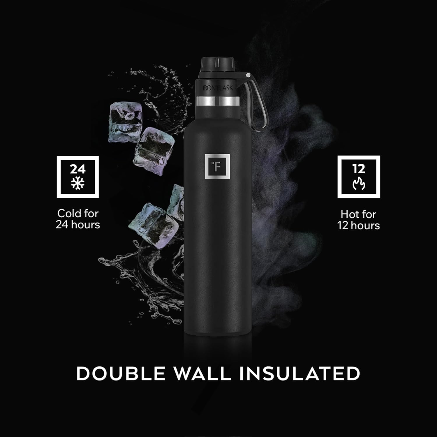 Camping & Hiking Hydration Canteen with Spout Lid (3 Lids) - Double Walled Stainless Steel Insulated Water Bottle - Leak Proof Flask for Sports Gym Travel - Vacuum & BPA Free