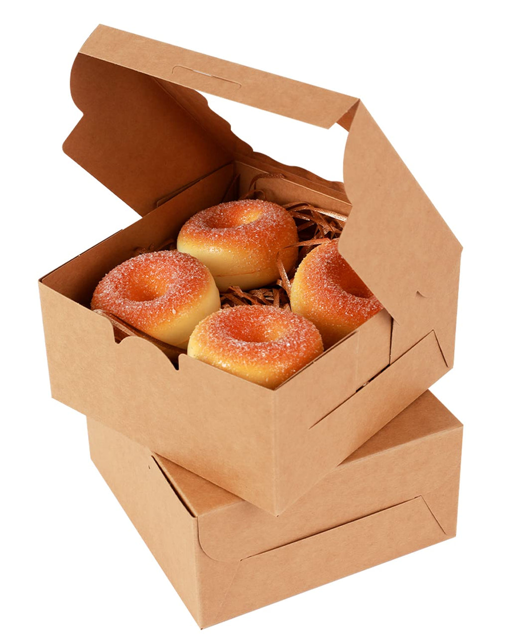 36Packs Kraft Bakery Boxes with Window 6x6x3 inches Brown Cookie Boxes Macaroon Boxes Thick & Sturdy Treat Boxes for Macarons，Pastry
