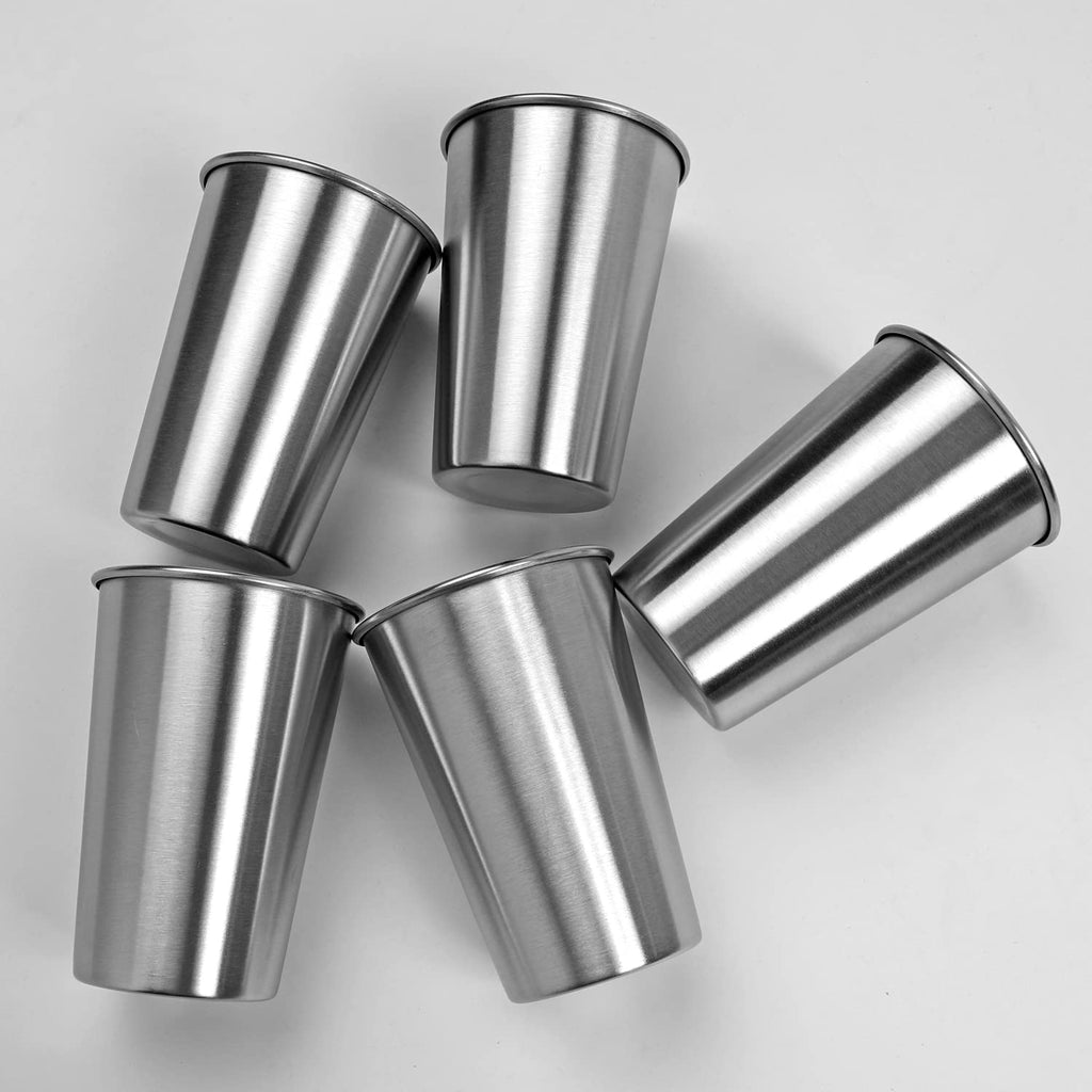 CAMBUY Stainless Steel Cups 18 oz Unbreakable and Reusable Drinking Cups Eco-Friendly Healthy Tumbler Set for Milk Juice and Water Dishwasher Safe (5 Pcs)
