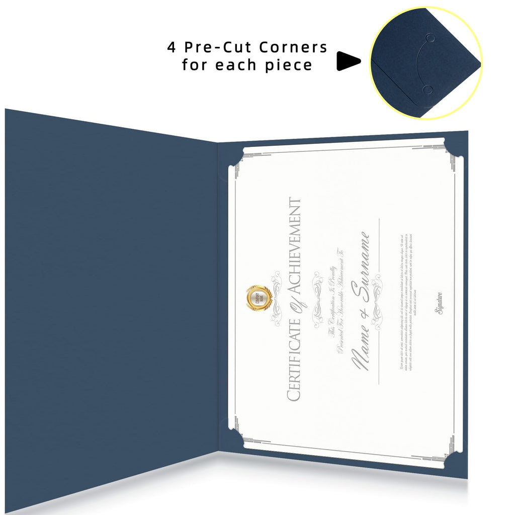 AKONEGE 50 Packs Certificate Holders, Navy Blue Diploma Holders, 350gsm, Certificate Covers with Gold Foil Border for Letter Size 8.5 x 11 Certificates, Cardstock, Award, Graduation, Document Papers