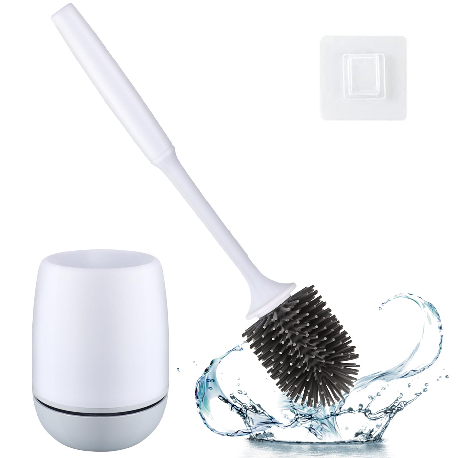 Bosta Toilet Brush with Holder, Silicone Toilet Bowl Brush Cleaning Toilet Scrubber Set with Non-Scratch Silicone Bristles Deep Cleaning