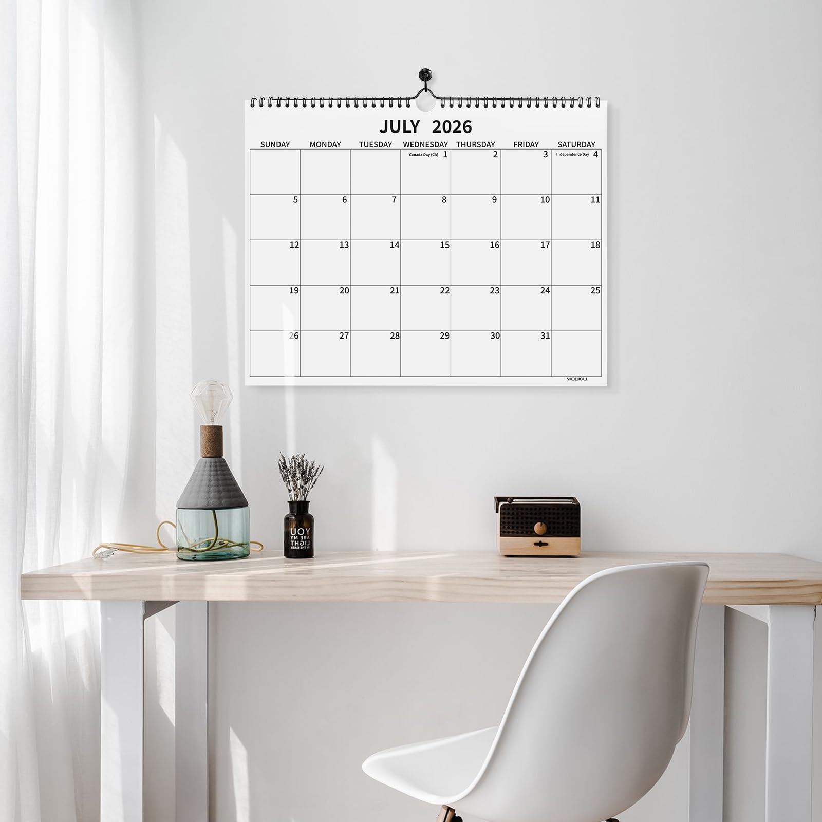 Yibukiu Wall Calendar 2026-2027, 18 Months Calendar July 2026 to December 2027, 14"×11" Hanging Calendar for Home Office School Planning (Simple, Horizontal)